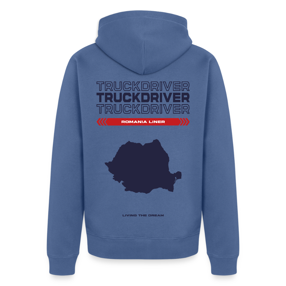 ROMANIA Liner - Zipped Hoodie (White) - stone blue