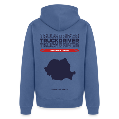 ROMANIA Liner - Zipped Hoodie (White) - stone blue