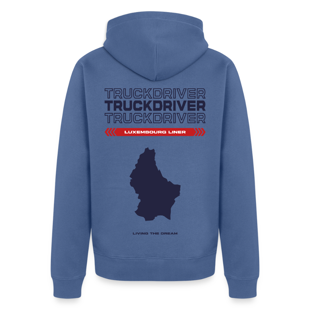 LUXEMBOURG Liner - Zipped Hoodie (White) - stone blue