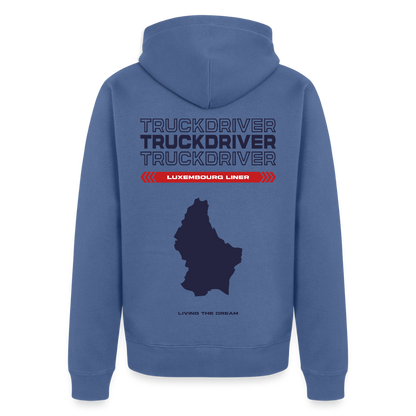 LUXEMBOURG Liner - Zipped Hoodie (White) - stone blue