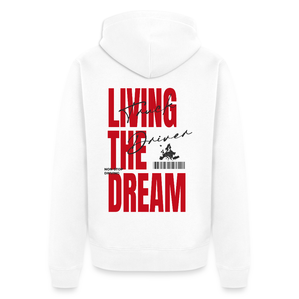 LIVING THE DREAM - Zipped Hoodie (White) - white