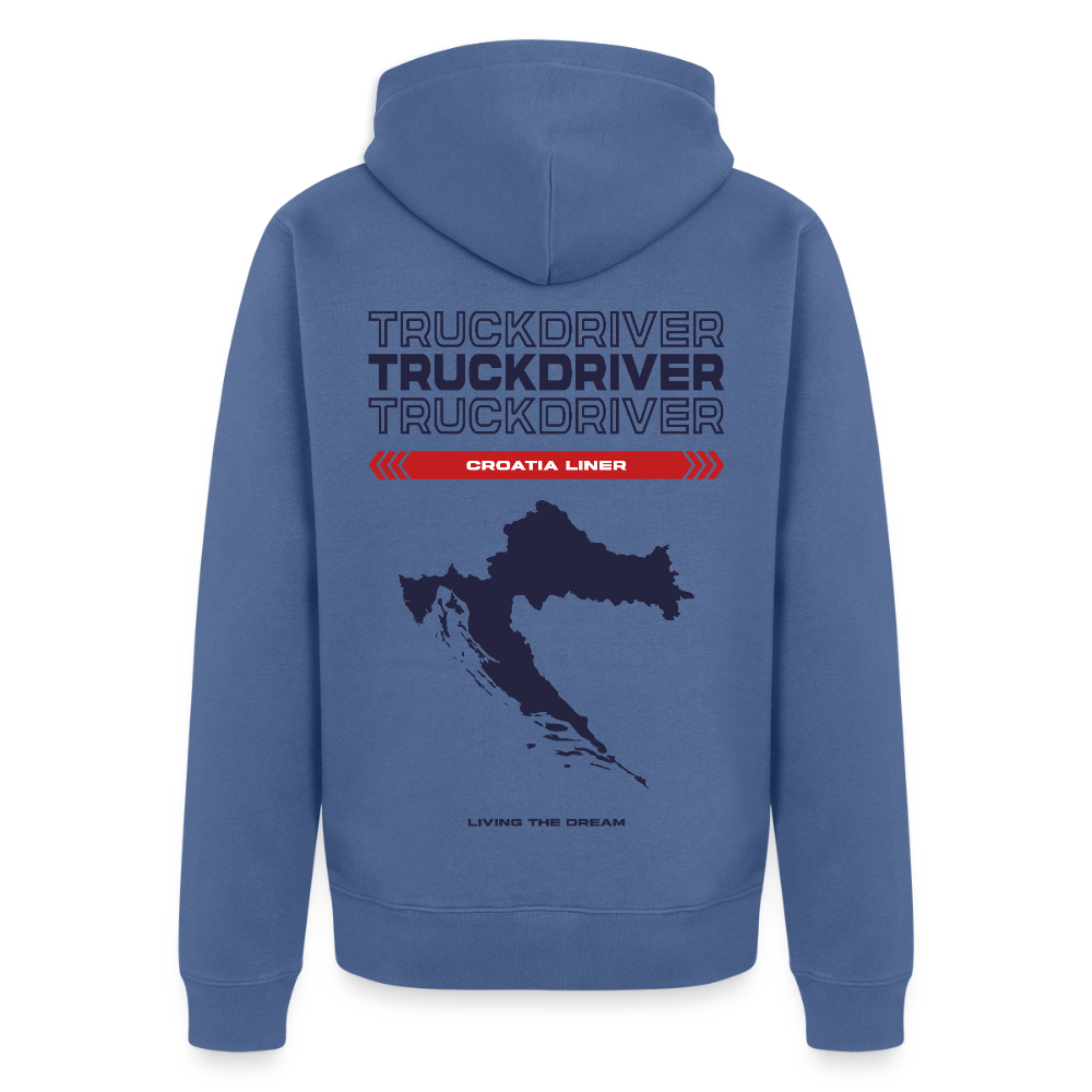 CROATIA Liner - Zipped Hoodie (White) - stone blue