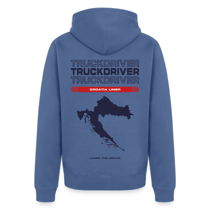 CROATIA Liner - Zipped Hoodie (White) - stone blue