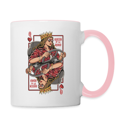 QUEEN OF THE ROAD - Bi-color Coffee Mug - white/pink