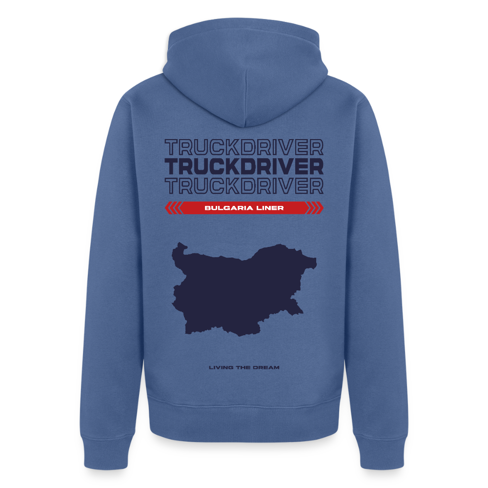 BULGARIA Liner - Zipped Hoodie (White) - stone blue