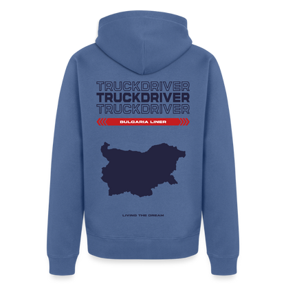 BULGARIA Liner - Zipped Hoodie (White) - stone blue