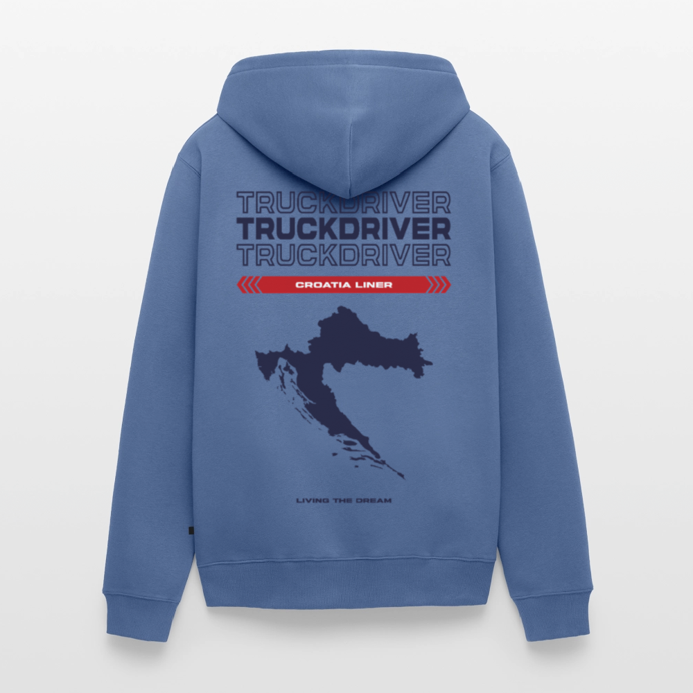 CROATIA Liner - Zipped Hoodie (White) - stone blue