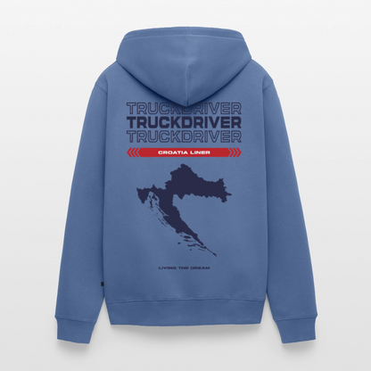 CROATIA Liner - Zipped Hoodie (White) - stone blue