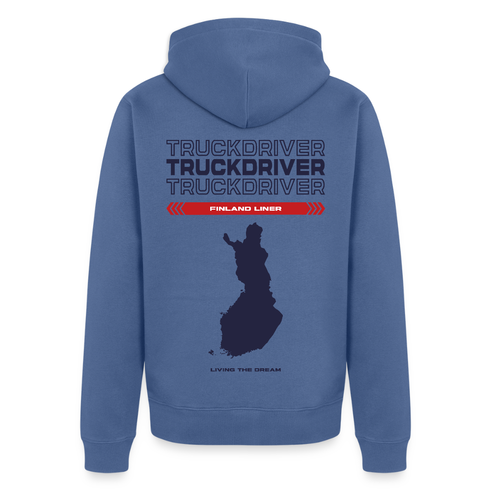 FINLAND Liner - Zipped Hoodie (White) - stone blue