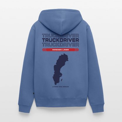 SWEDEN Liner - Zipped Hoodie (White) - stone blue