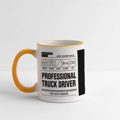 TRUCKER LABEL - Coffee Mug - white/yellow