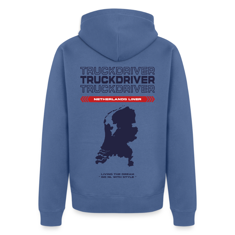 NETHERLANDS Liner - Zipped Hoodie (White) - stone blue