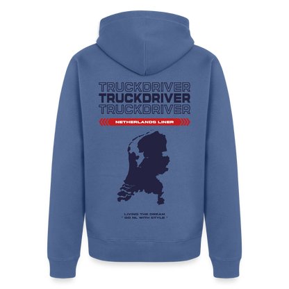 NETHERLANDS Liner - Zipped Hoodie (White) - stone blue